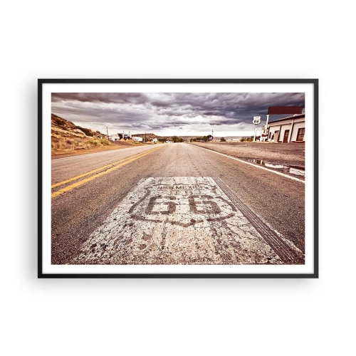 Pôster com moldura preta - Mother Road - uma lenda americana - 100x70 cm