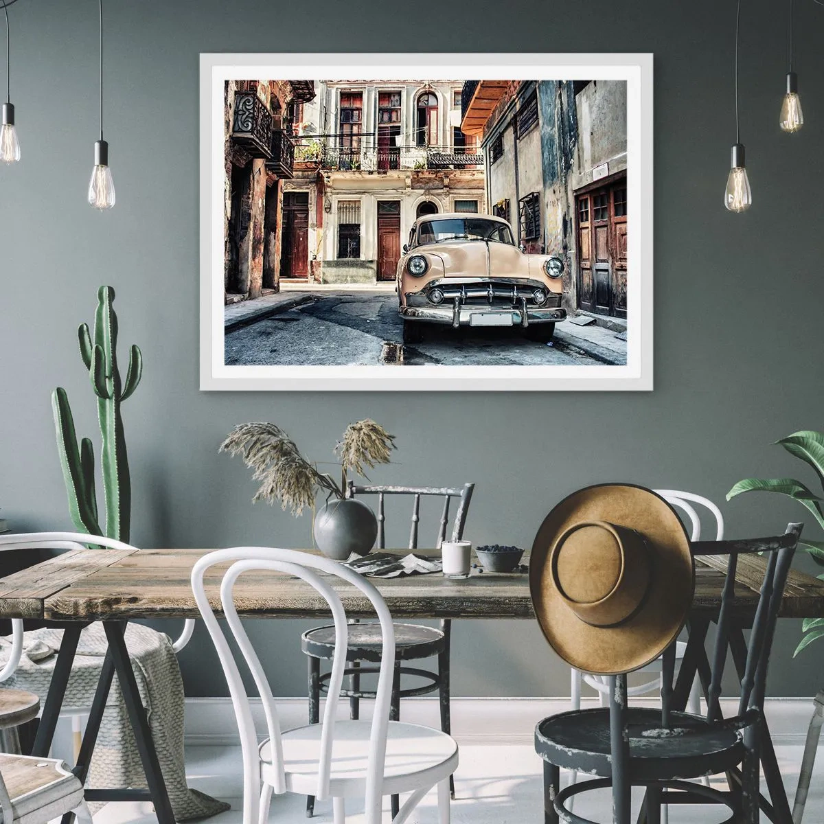 Pôster em moldura branca - Siesta em Havana - 50x40 cm
