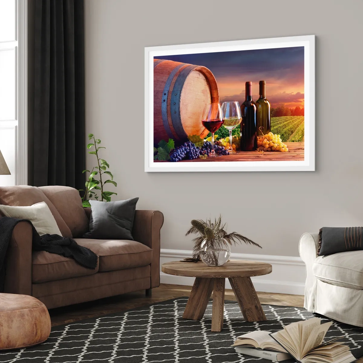 Pôster em moldura branca - Aqui a vida tem um sabor - 70x50 cm