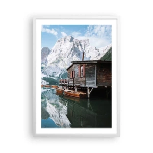 Pôster em moldura branca - Manhã cristalina nas montanhas - 50x70 cm