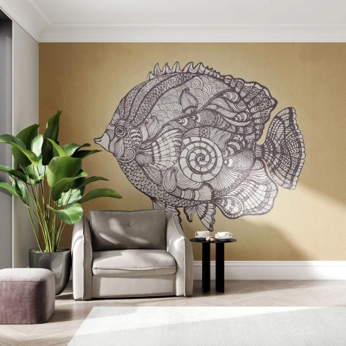 Papel de Parede Premium Canvas - De um oceano de enfeites - Peixe, Ornamento, Decoração - 400x280 cm