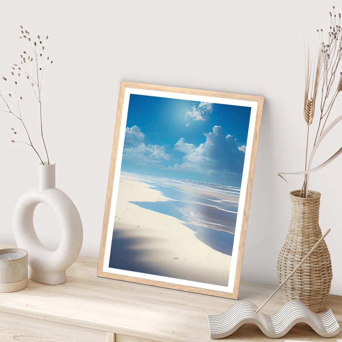 Pôster com moldura de carvalho claro - Férias no paraíso - 70x100 cm
