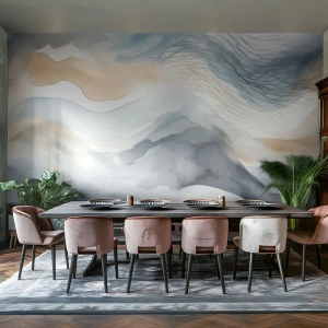 Papel de Parede Autocolante Deluxe Sticker - Abstração nevada e nebulosa - Pedaço, Aquarela, Minimalismo - 400x280 cm