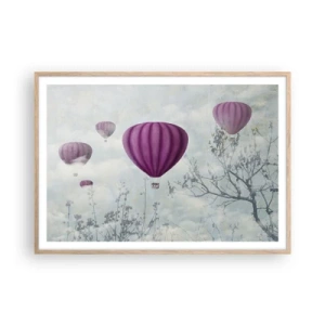 Pôster com moldura de carvalho claro - Como navios no céu - 100x70 cm