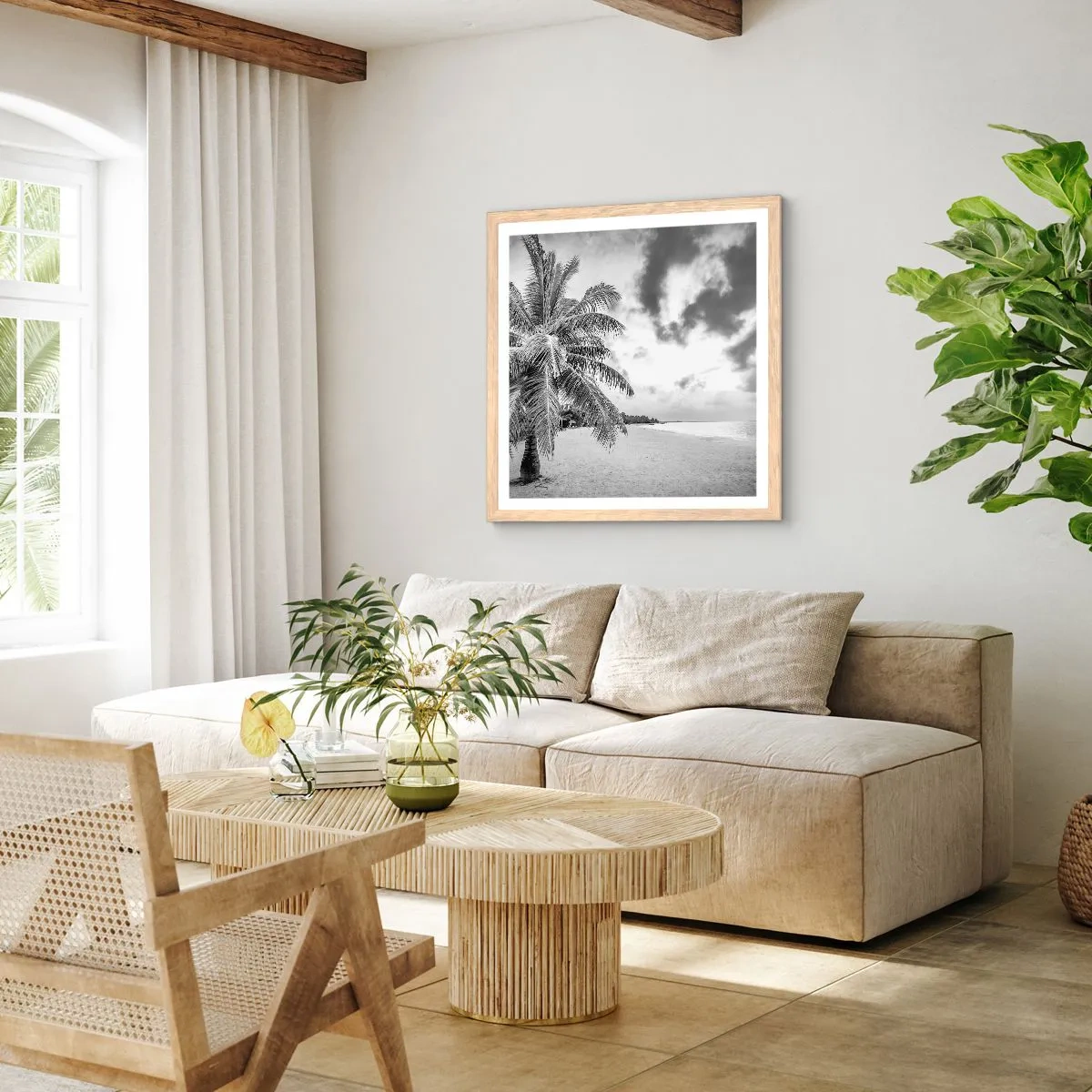 Pôster com moldura de carvalho claro - Quando anseia por solidão... - 60x60 cm