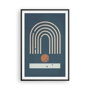 Pôster com moldura preta - Geometria em azul marinho - 61x91 cm