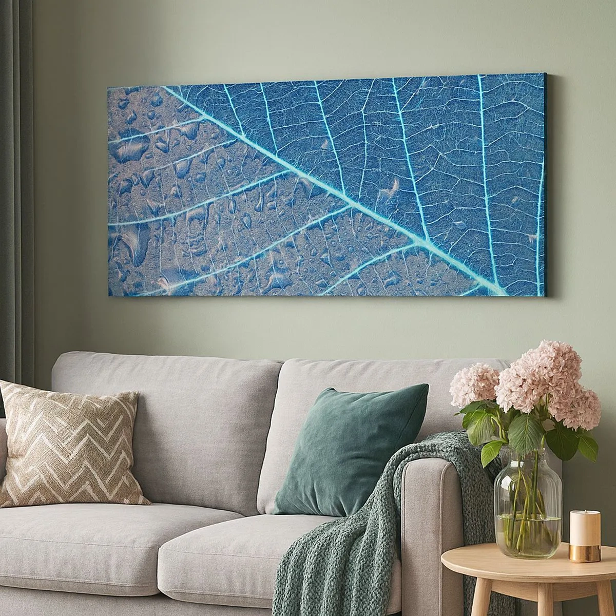 Quadro em tela - A vida em azul - 100x40 cm
