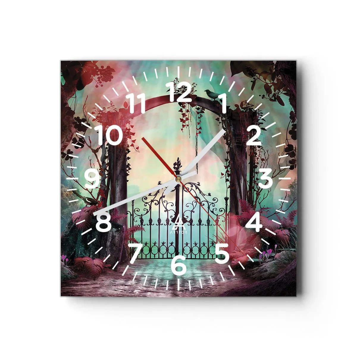 Relógio de parede - Relógio em vidro - Jardim secreto - 30x30 cm