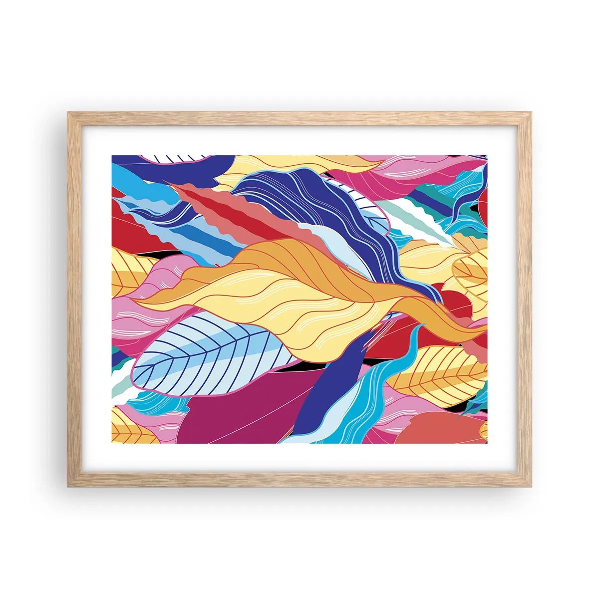 Pôster com moldura de carvalho claro - Bagunça colorida - 50x40 cm