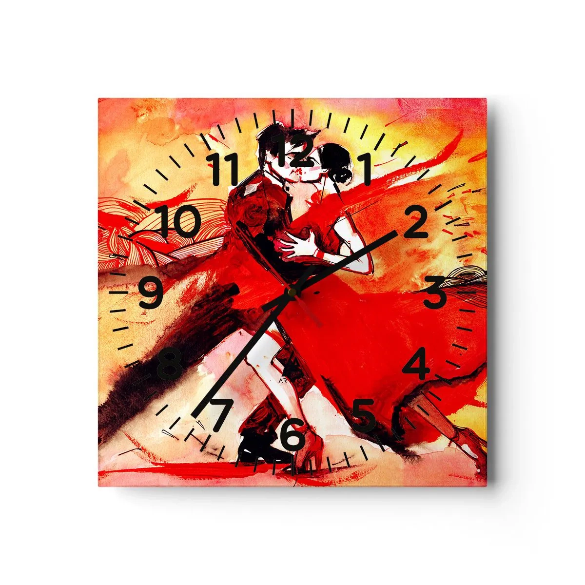 Relógio de parede - Relógio em vidro - O ritmo roxo da paixão - 40x40 cm