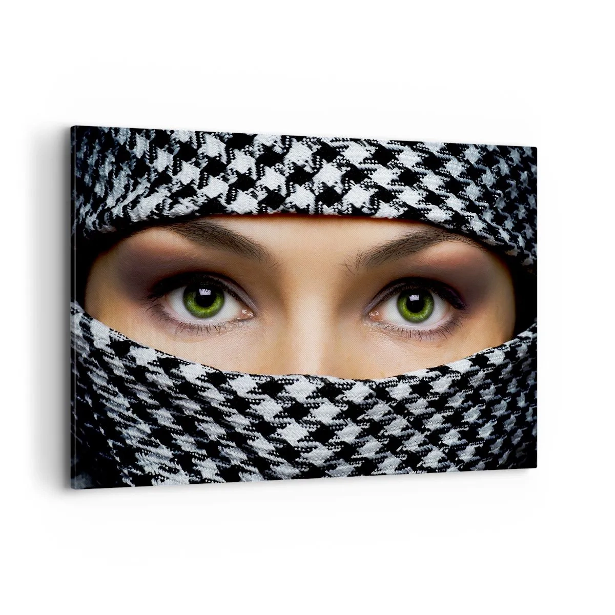 Quadro em tela - Retrato de uma beleza velada de olhos verdes - 100x70 cm