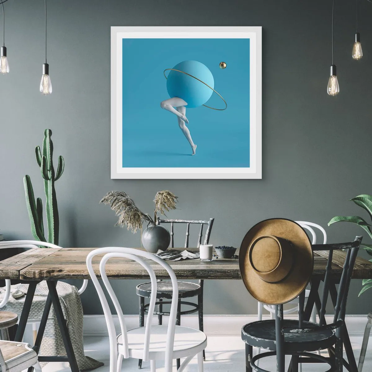 Pôster em moldura branca - Planetas a enlouquecer - 40x40 cm