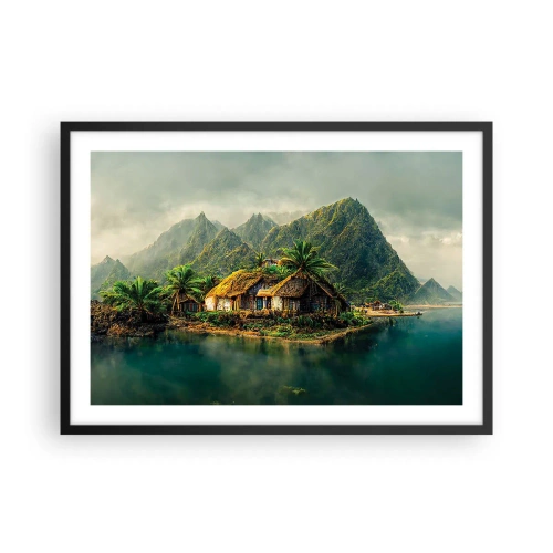 Pôster com moldura preta - Paraíso Tropical - 70x50 cm