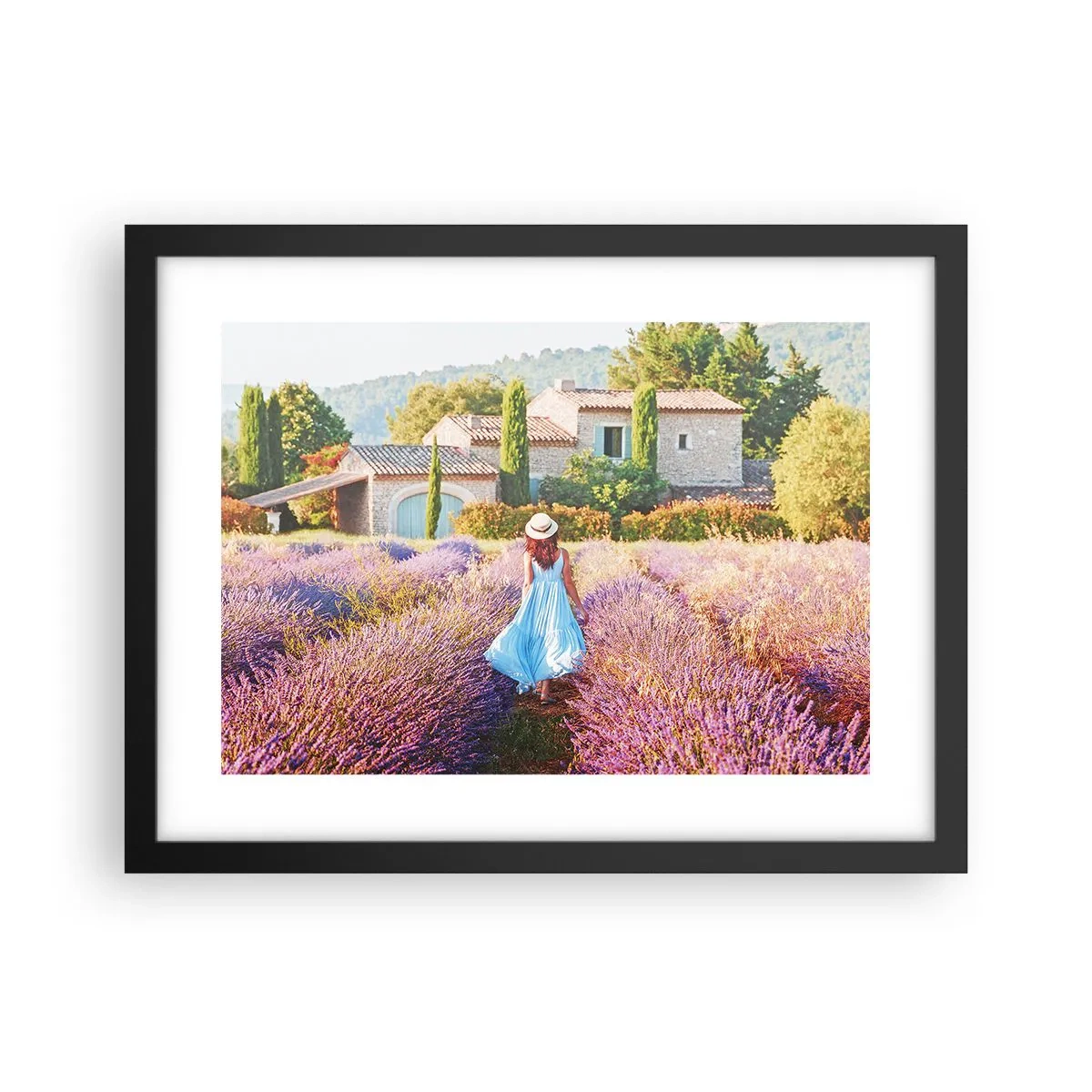 Pôster com moldura preta - Menina Lavanda - 40x30 cm