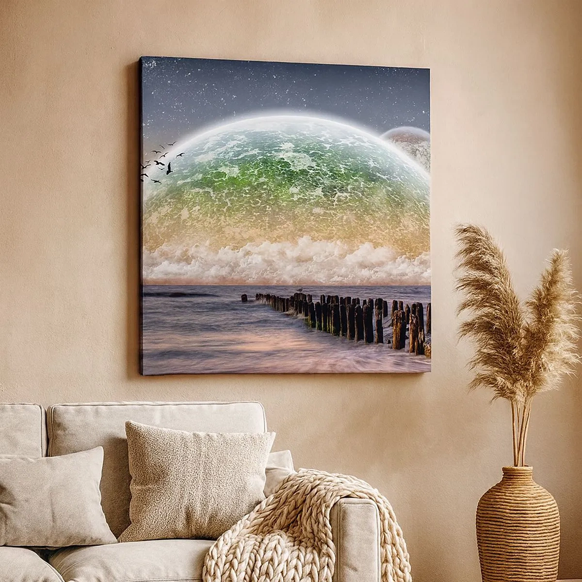 Quadro em tela - E o mundo emergiu da água - 30x30 cm