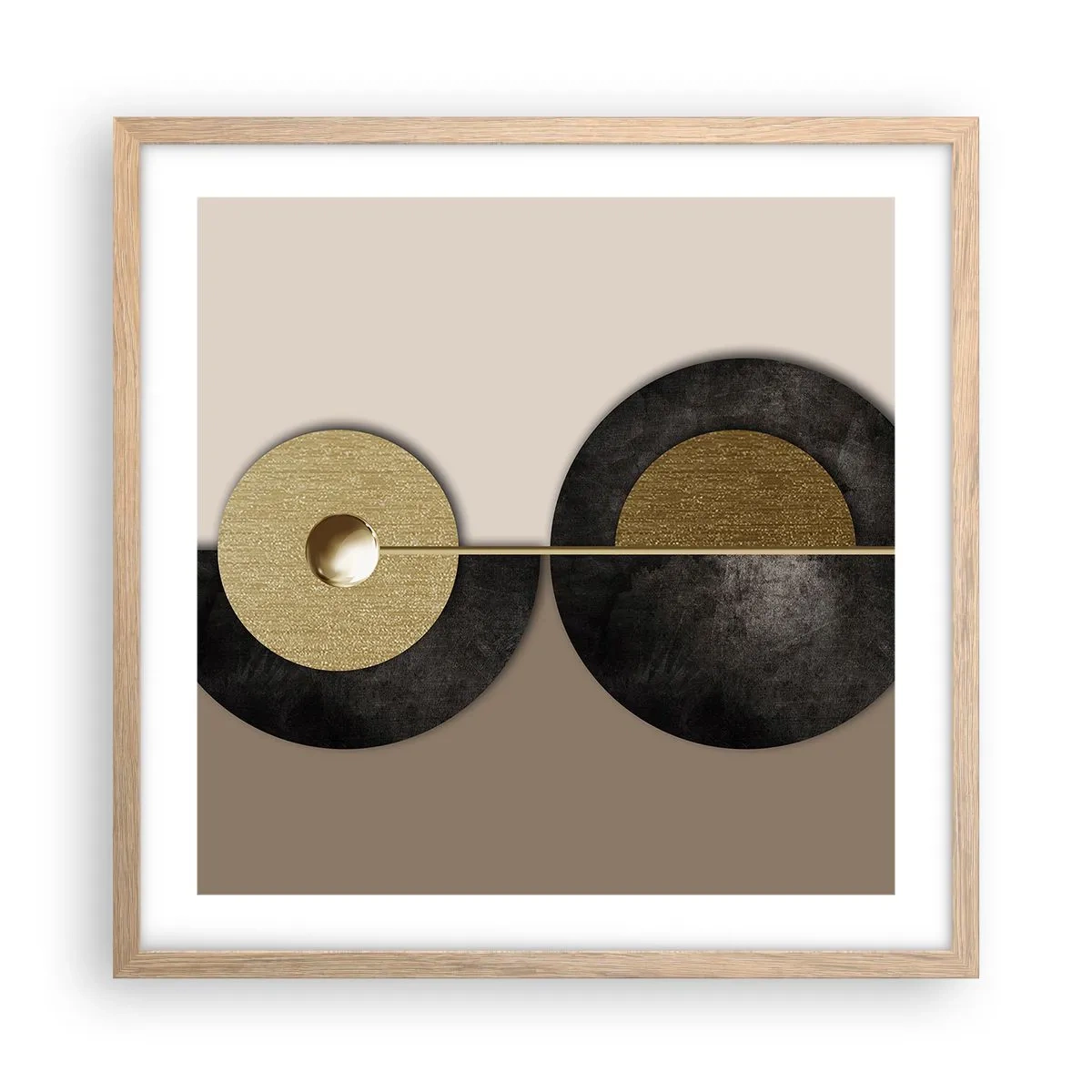 Pôster com moldura de carvalho claro - Variações ao redor do círculo - 50x50 cm