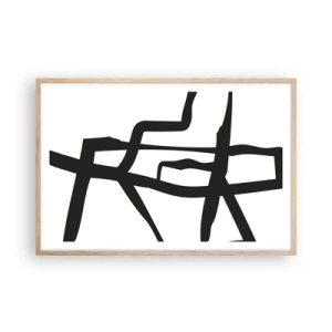 Pôster com moldura de carvalho claro - Projeto preto e branco - 91x61 cm