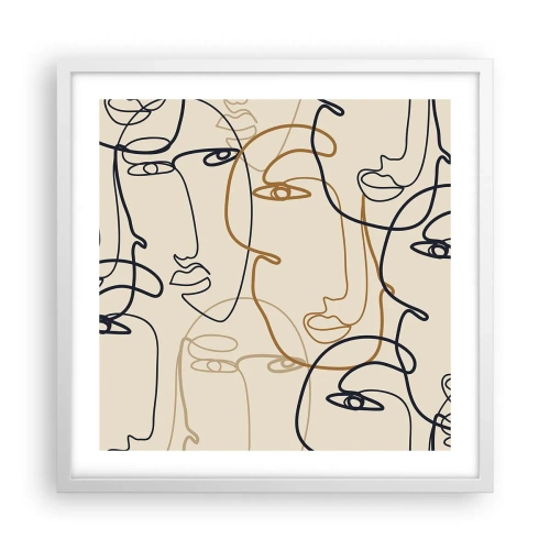 Pôster em moldura branca - Retrato multiplicado - 50x50 cm