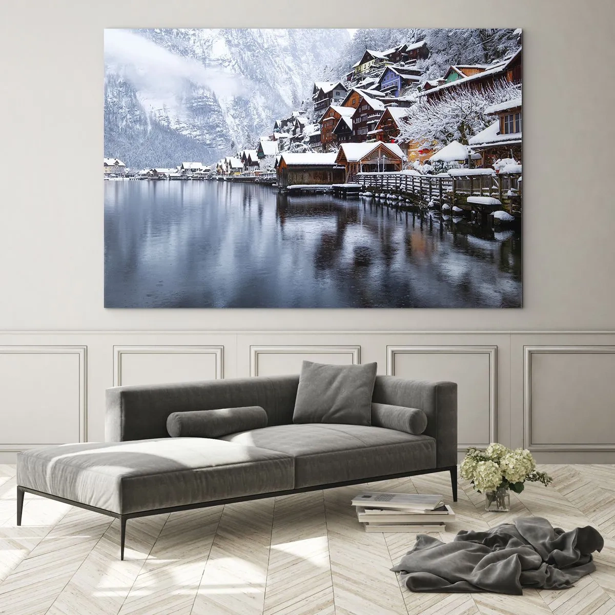 Quadro em vidro - Na decoração de inverno - 100x70 cm