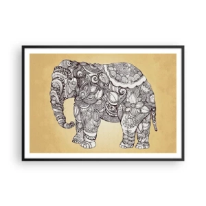 Pôster com moldura preta - O elefante se cobriu - 100x70 cm