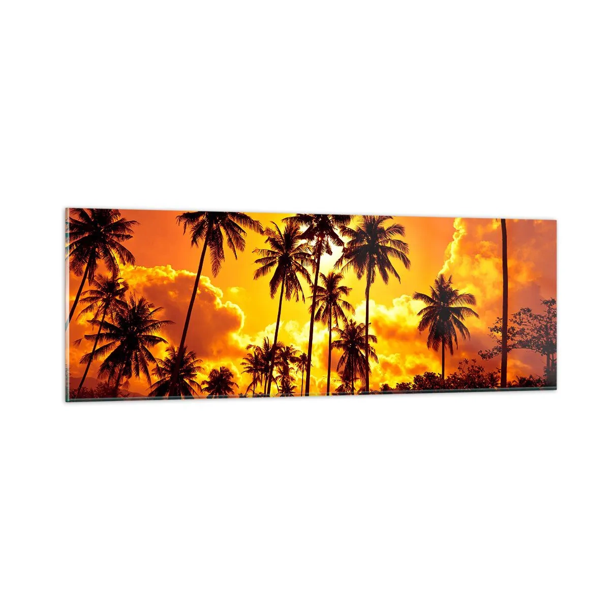 Quadro em vidro - Montanhas em chamas, florestas em chamas - 90x30 cm