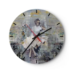 Relógio de parede - Relógio em vidro - Uma mulher com um vestido de estilo impressionista - 30x30cm - Clássica e moderna - Decoração de parede moderna para a sala de estar, cozinha e quarto ARTTOR