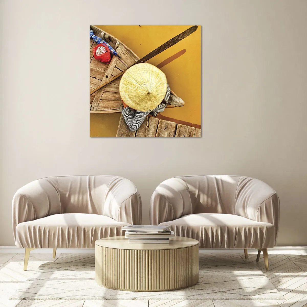 Quadro em vidro - A vida no rio amarelo - 60x60 cm