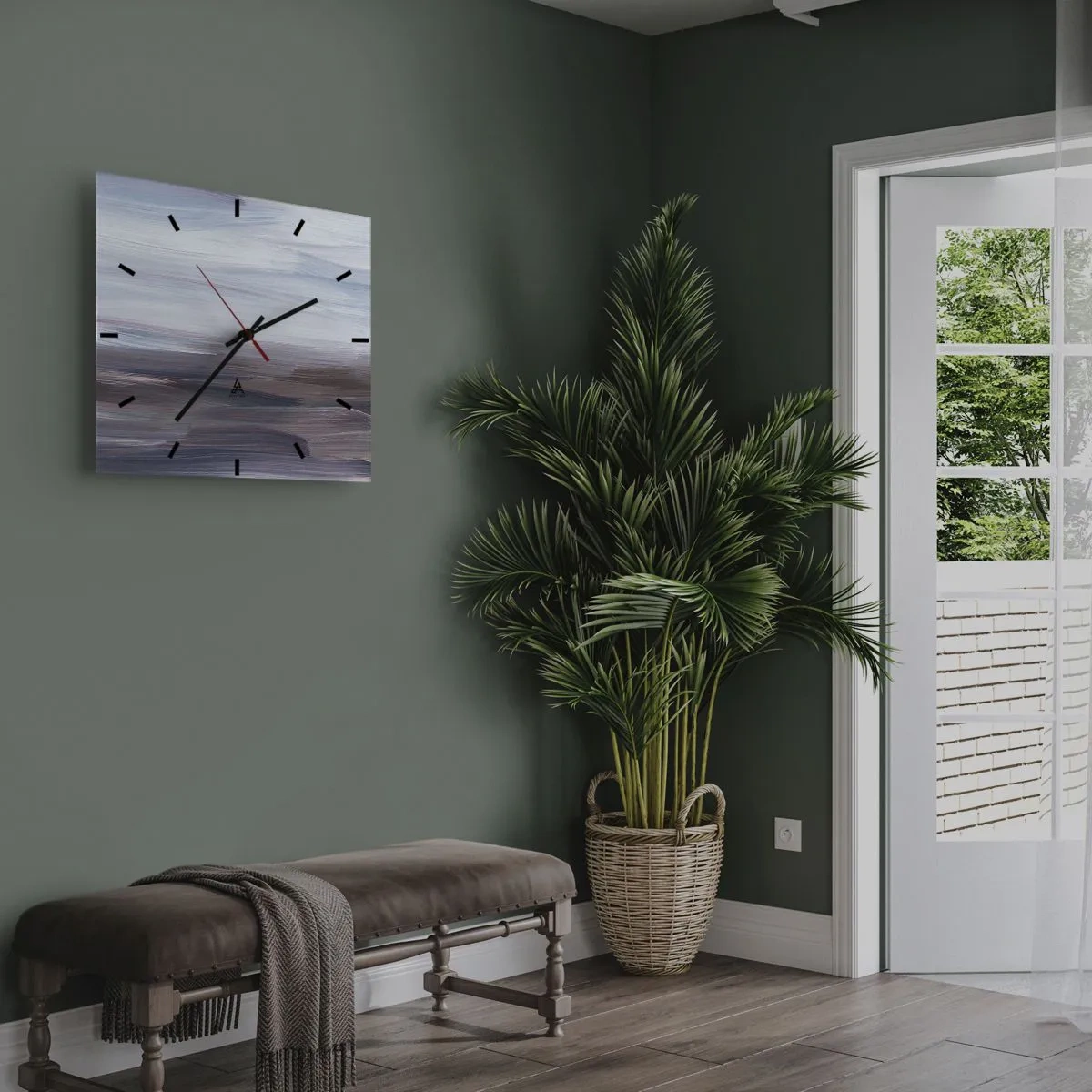 Relógio de parede - Relógio em vidro - Elementos: água - 30x30 cm