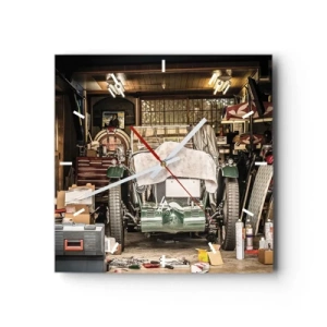 Relógio de parede - Relógio em vidro - De volta ao passado - 40x40 cm