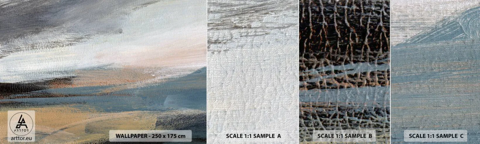 Amostra de papel de parede Premium Canvas - Abstração: paisagem do norte - Pedaço, Abstração, Minimalismo - 100x30 cm