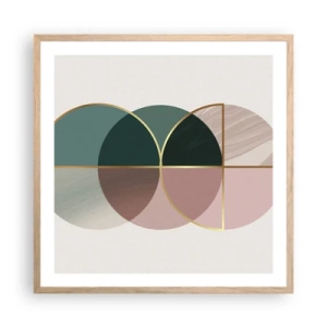 Pôster com moldura de carvalho claro - Círculo entre círculos… - 60x60 cm