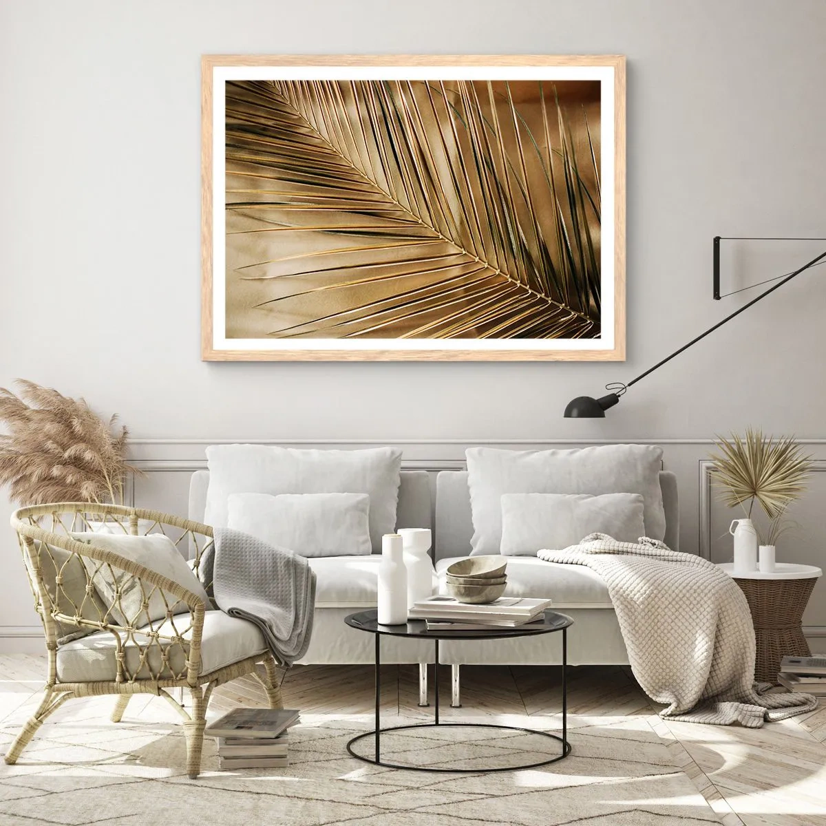 Pôster com moldura de carvalho claro - Colunata natural - 100x70 cm