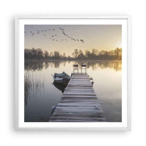 Pôster em moldura branca - Voltarei dentro de algum tempo - 60x60 cm