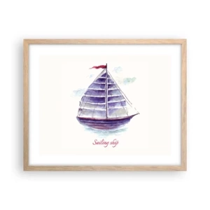 Pôster com moldura de carvalho claro - Cheio de velas e águas calmas - 50x40 cm