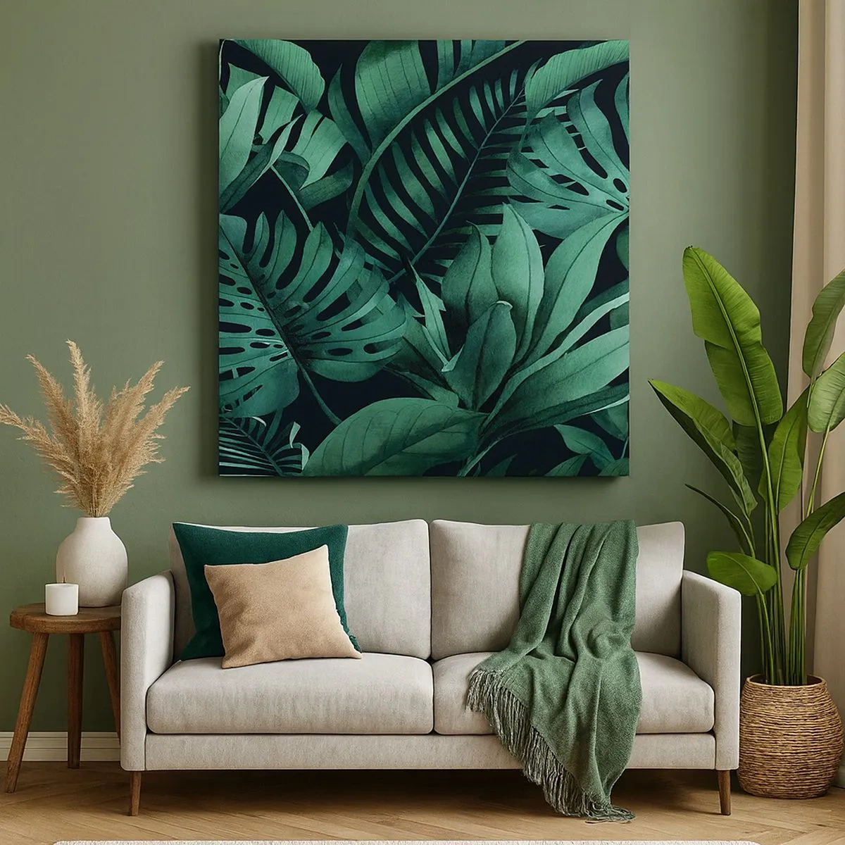 Quadro em tela - A profundidade da vegetação tropical - 30x30 cm