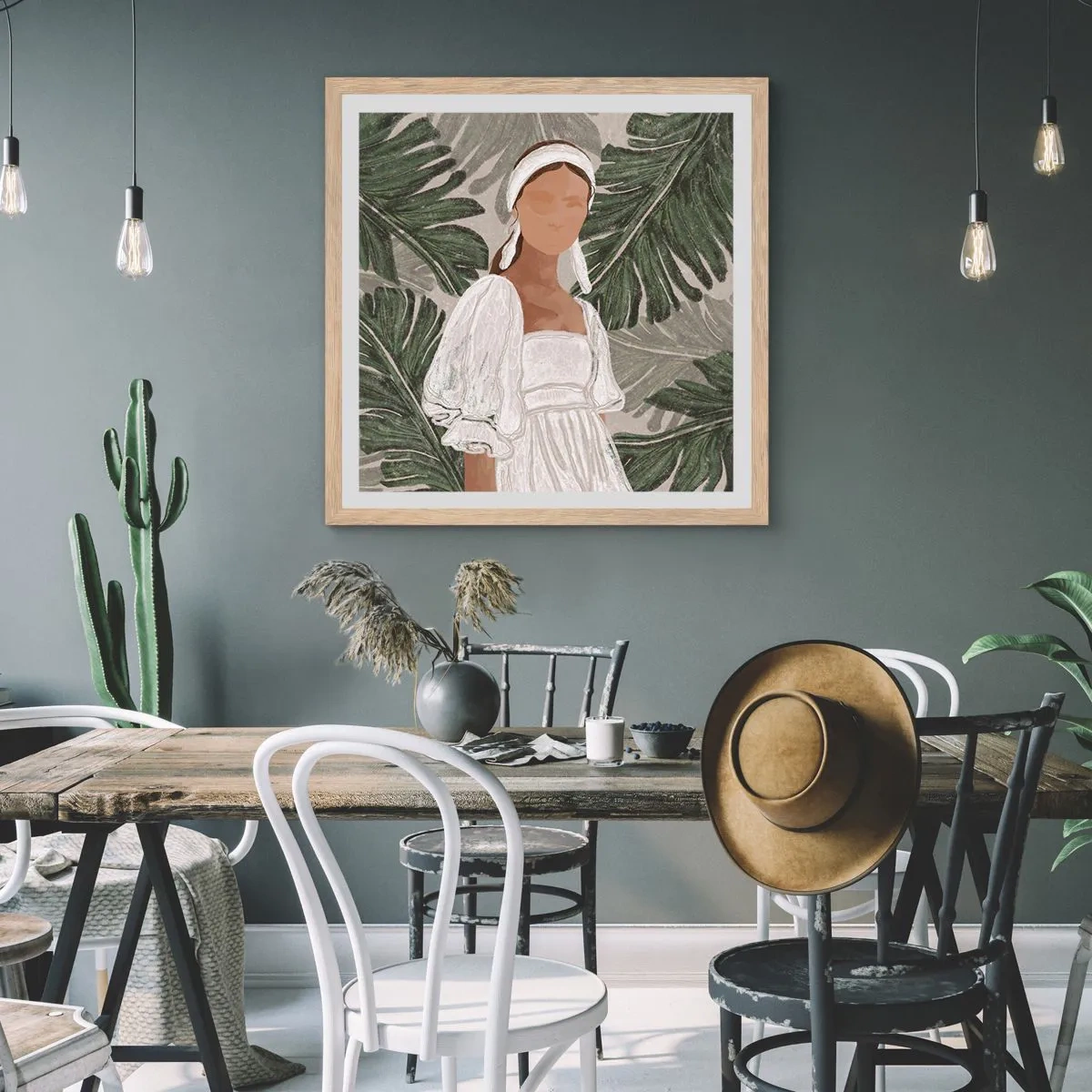 Pôster com moldura de carvalho claro - Retrato exótico - 50x50 cm