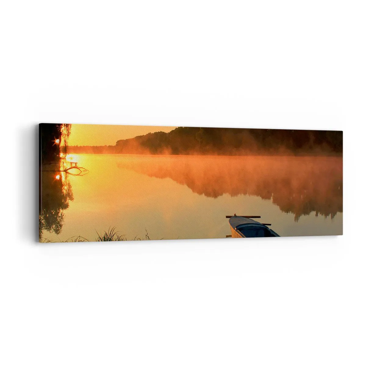 Quadro em tela - Nascer do sol sobre a água como um espelho - 90x30 cm