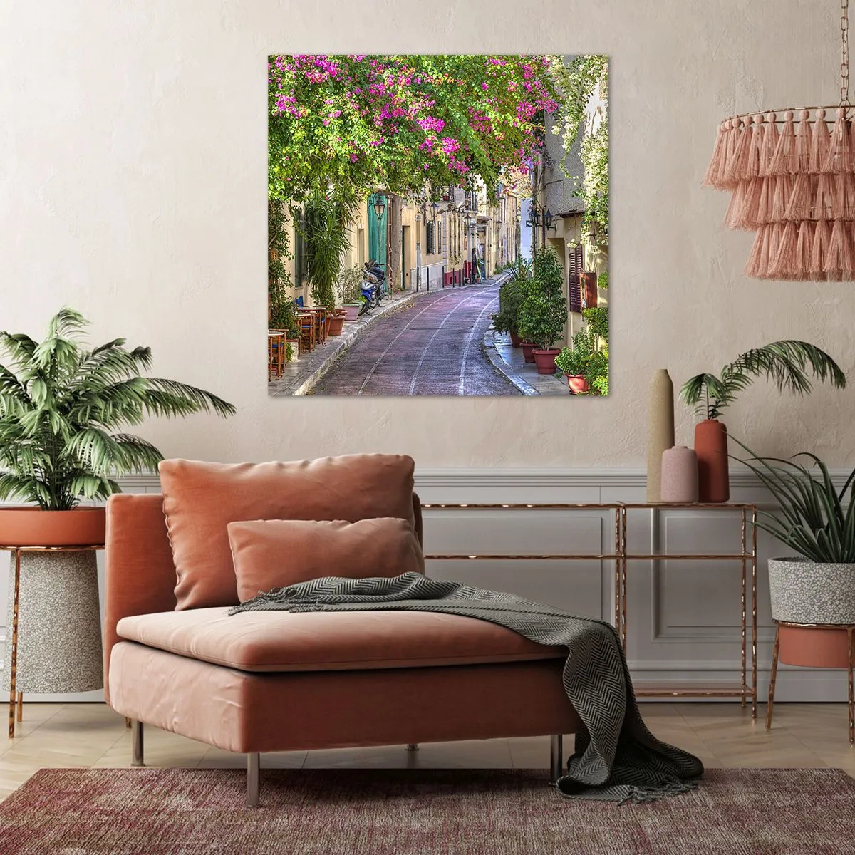 Quadro em tela - Beco florido - 30x30 cm