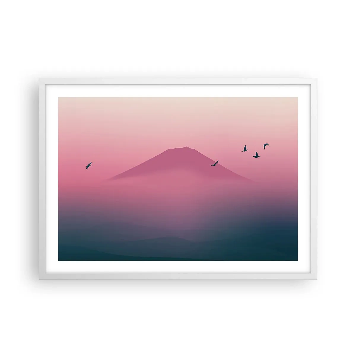 Pôster em moldura branca - Andarilhos sob as nuvens - 70x50 cm