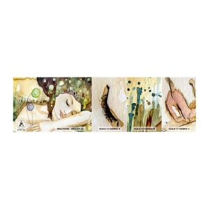 Amostra de Papel de Parede Standard Eco - Um sonho Violeta Esmeralda - Abstração, Mulher, Ilustração - 100x30 cm