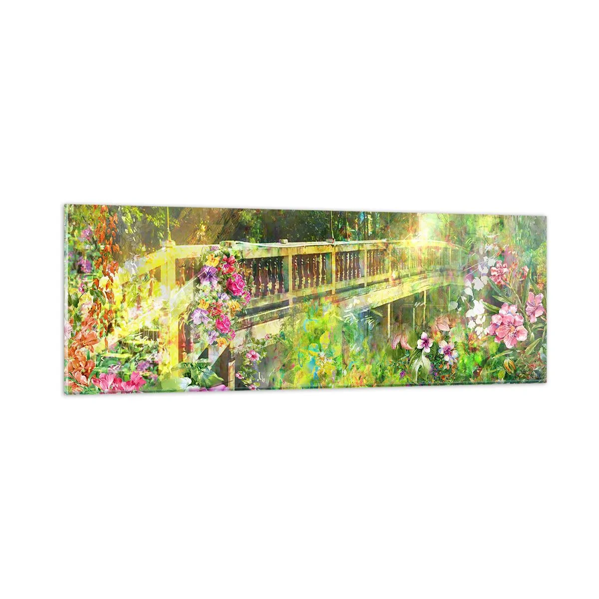 Quadro em vidro - A ponte dos suspiros da primavera - 90x30 cm