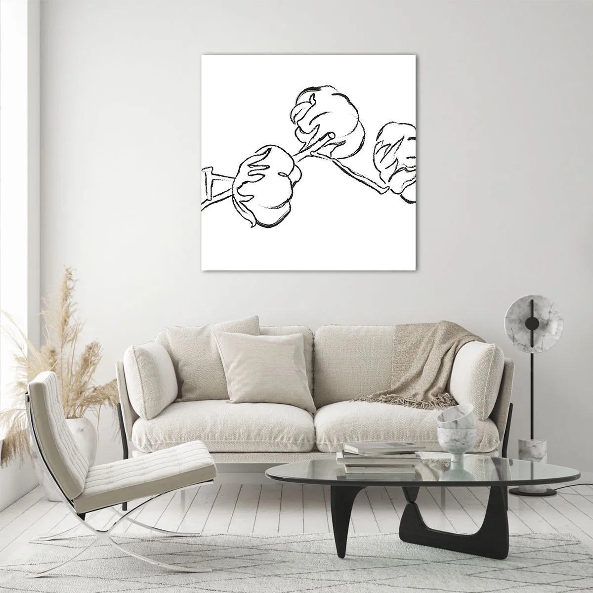 Quadro em vidro - Algodão para baixo - 70x70 cm