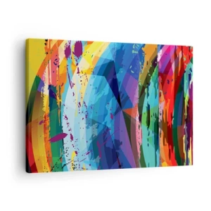 Quadro em tela - Abstração colorida em padrões e formas dinâmicas - 70x50cm - Vertigem colorida - Decoração de parede moderna para a sala de estar e quarto ARTTOR