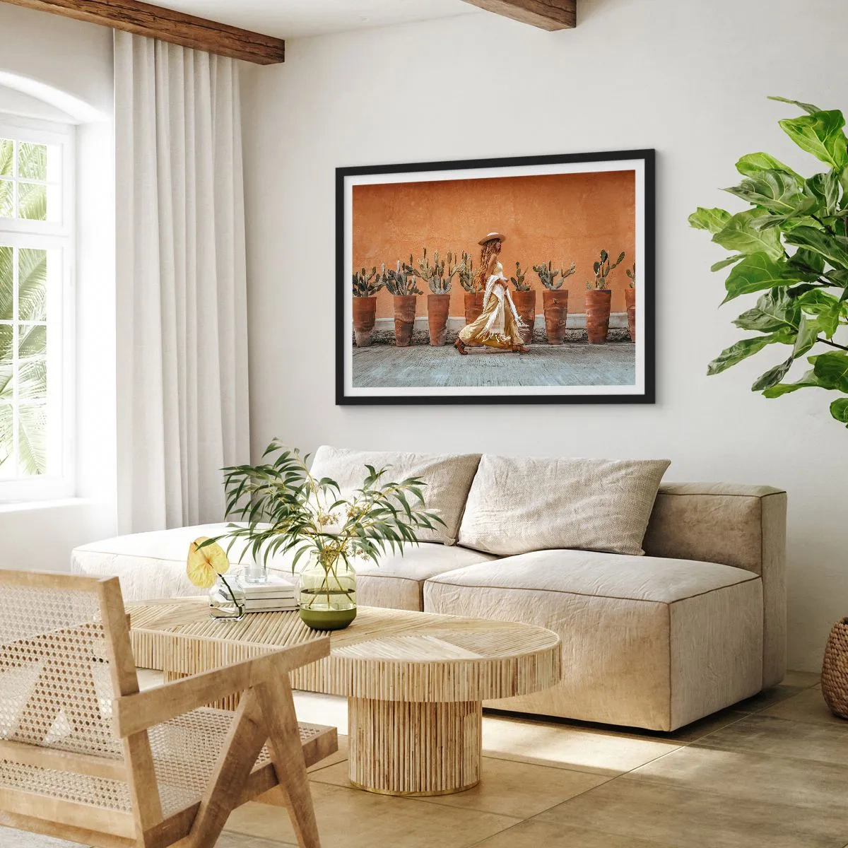 Pôster com moldura preta - Estilo hippie - 70x50 cm