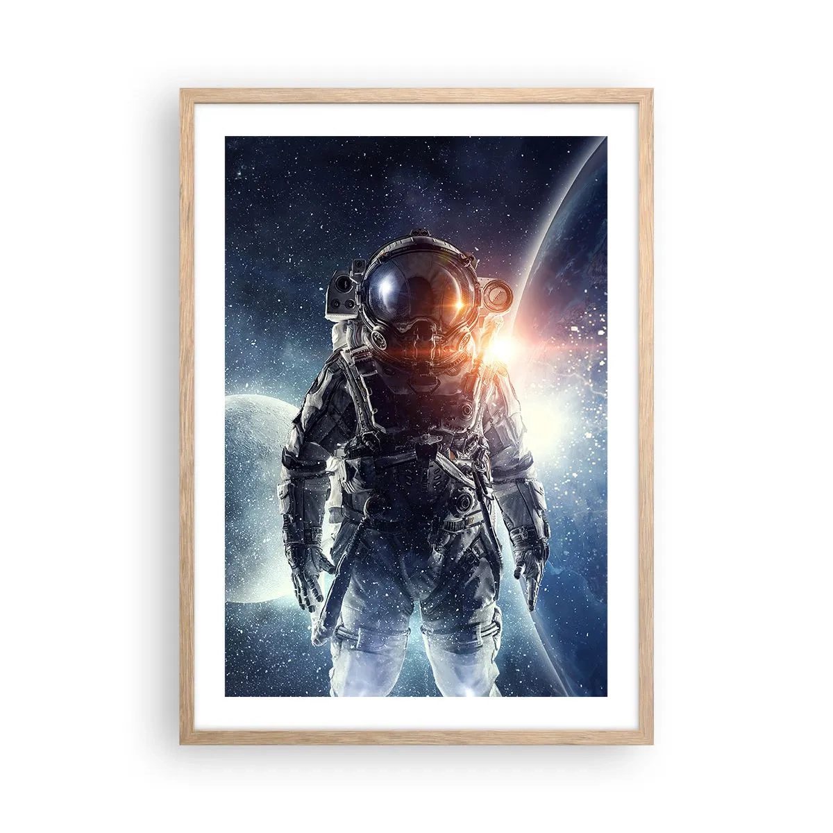 Pôster com moldura de carvalho claro - Aventura espacial - 50x70 cm