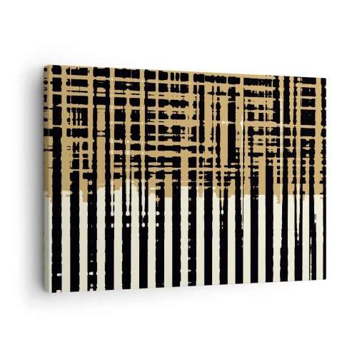 Quadro em tela - Linhas abstratas em preto, bege e branco - 70x50cm - Abstração arquitetónica - Decoração de parede moderna para a sala de estar e quarto ARTTOR