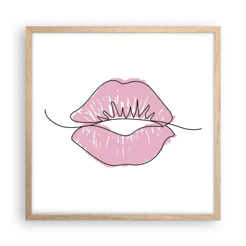 Pôster com moldura de carvalho claro - Pronto para beijar? - 50x50 cm