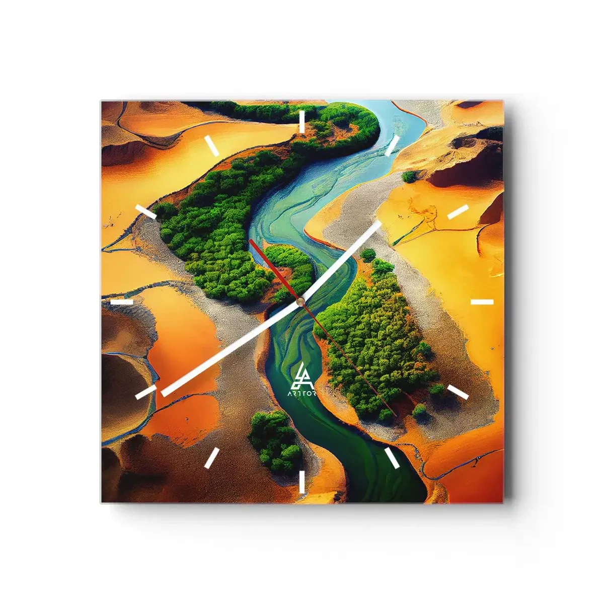 Relógio de parede - Relógio em vidro - Rio que dá vida - 30x30 cm