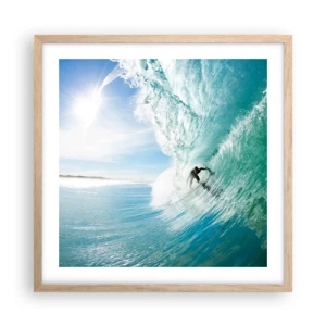 Pôster com moldura de carvalho claro - Na crista da onda - 50x50 cm