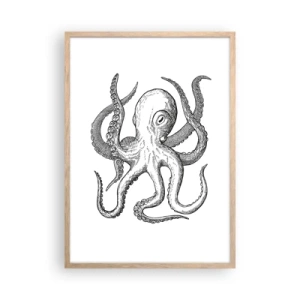 Pôster com moldura de carvalho claro - Dançando com as ondas - 50x70 cm